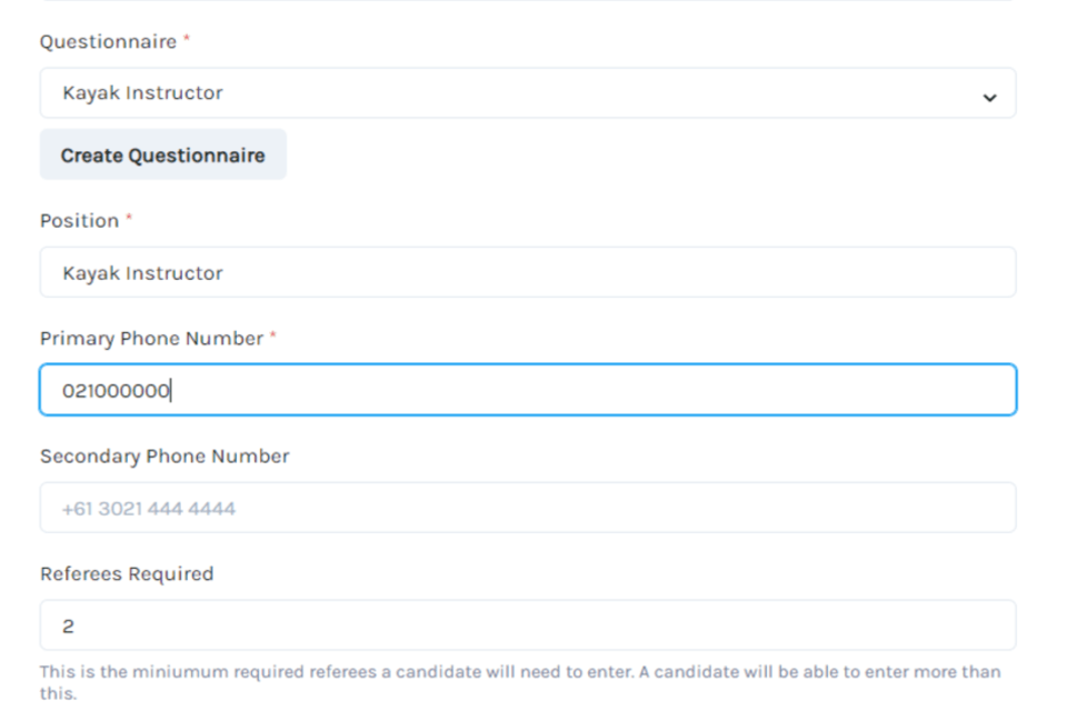 Candidate form